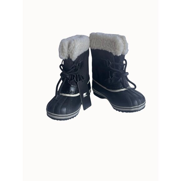 Sorel Children’s Sz 10 Yoot Pack Winter Snow Boots Nylon Black New - Picture 1 of 9